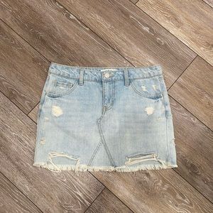 Distressed denim skirt refuge